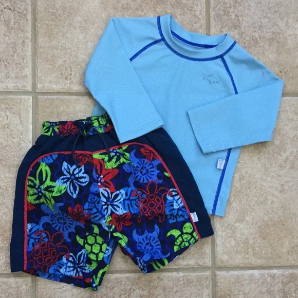 I Play Boys Rash Guard and Turtle Swim Trunks - Picture 8 of 8